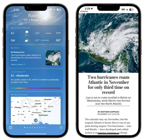 西林苹果14维修分享iPhone 14手机如何看天气时顺带看新闻 