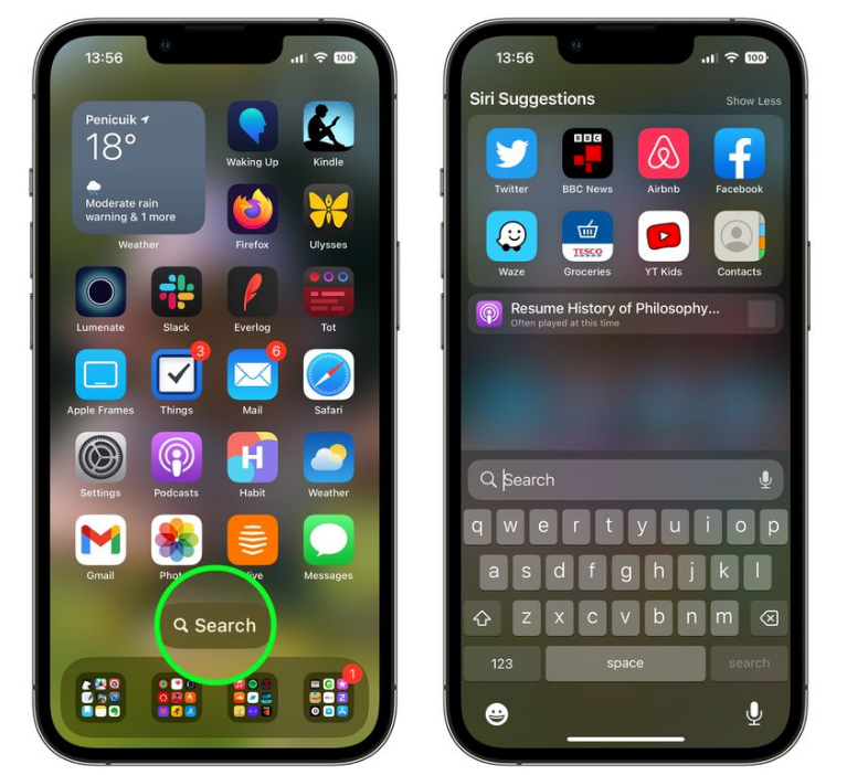 西林苹果手机维修分享升级到 iOS 16 后，如何删除主屏幕上的搜索按钮 
